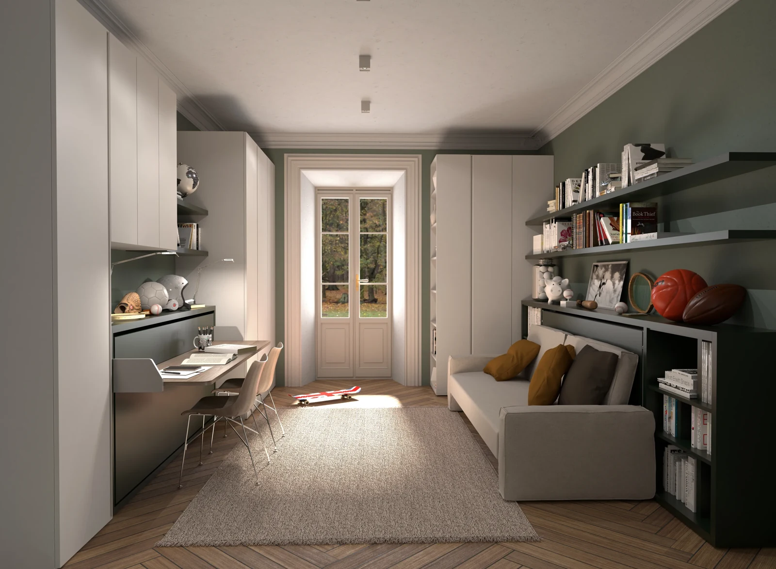 Room 02 · Work, relax and host — Room overview