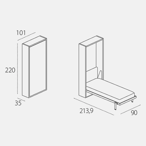 Dimension drawing of wall bed Altea Standard — drawing 1