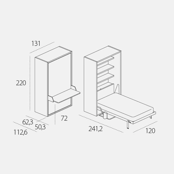Dimension drawing of wall bed Altea Board — drawing 4