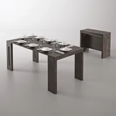 Console extending into a dining table Exodus — Open table beside its storage unit