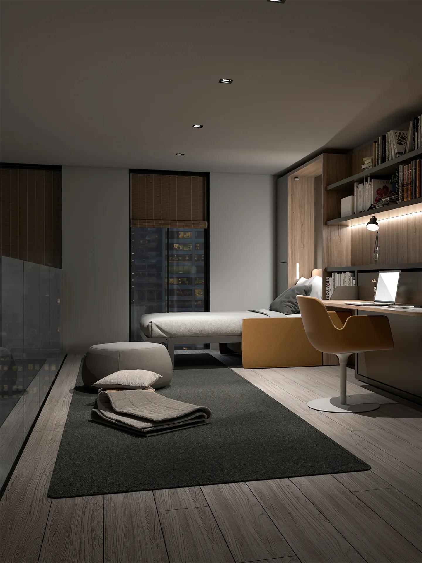 Transforming furniture in a multifunctional space — 57 m² loft apartment — Room view 10