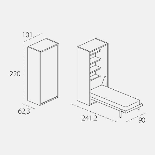 Dimension drawing of wall bed Altea Standard — drawing 3