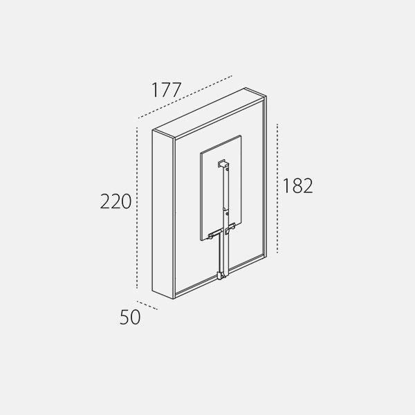 Dimension drawing of double wall bed Penelope 2 Dining — drawing 1