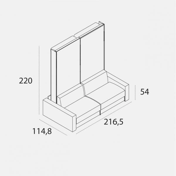 Dimension drawing of double wall bed Ella & Louis — drawing 1