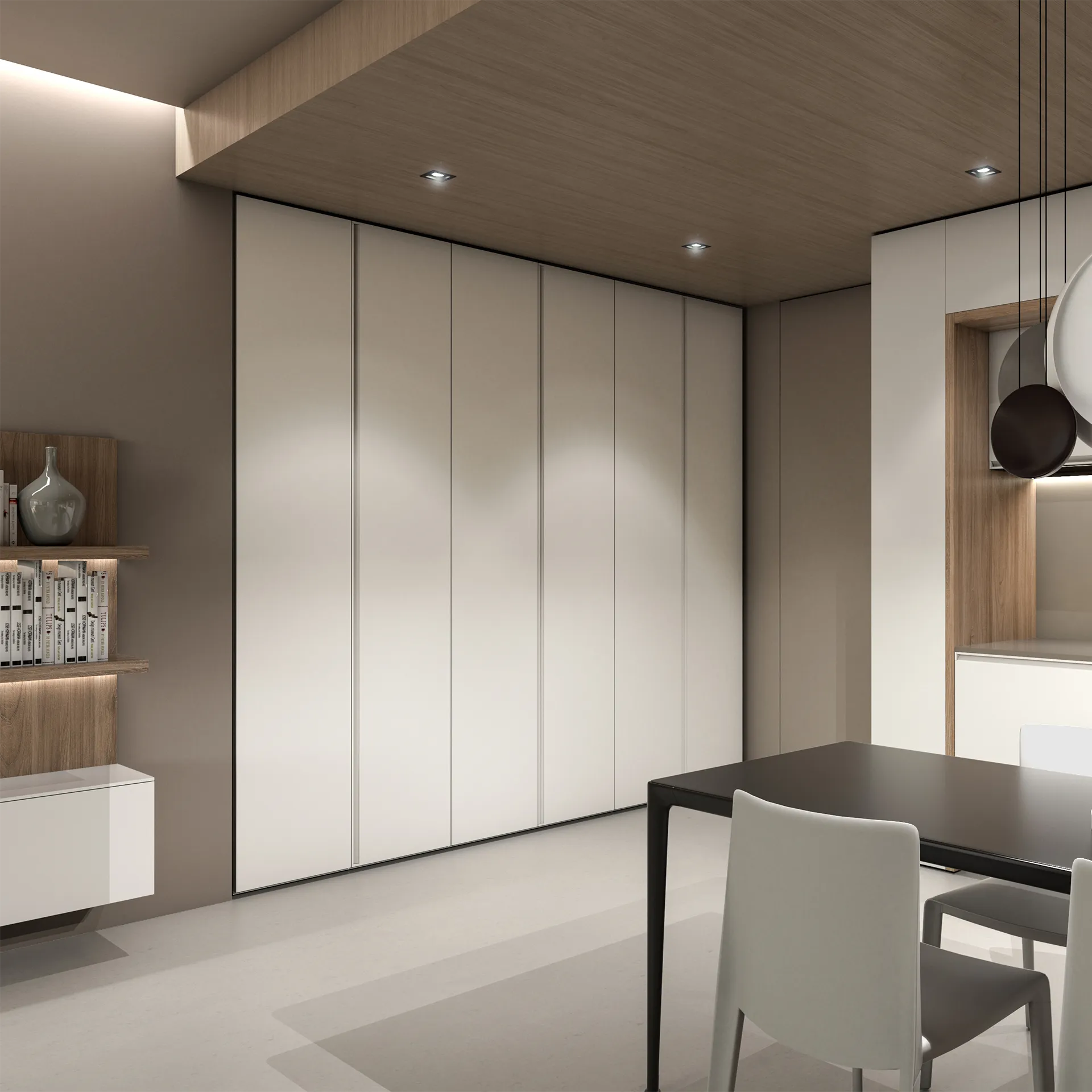 Transforming furniture in a multifunctional space — 50 m² family apartment — Room view 05